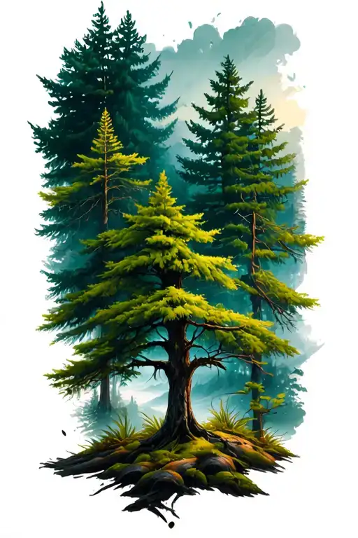 nature inspired tattoo with trees tattoo design idea