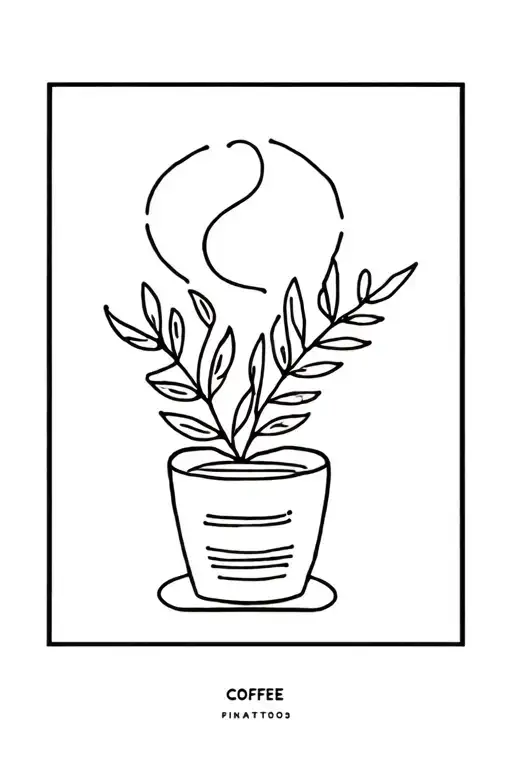 knitting plant coffee tattoo design idea
