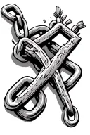 Cross snapping the links of a chain, leaving the chain broken tattoo design idea