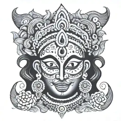  face of goddess Kali and Theyyam combined  tattoo design idea