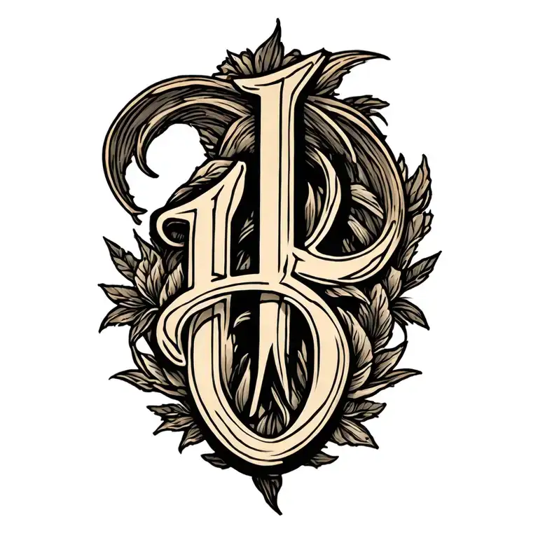 initials engraved tattoo design idea