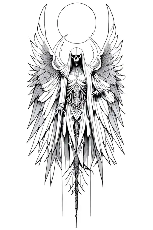 azrael, angel of death, goodness tattoo design idea