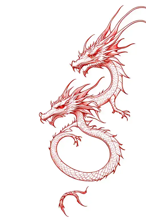 red dragon fine line tattoo simple outline tattoo design idea