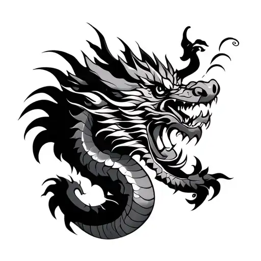 dragon with Lao flag  tattoo design idea