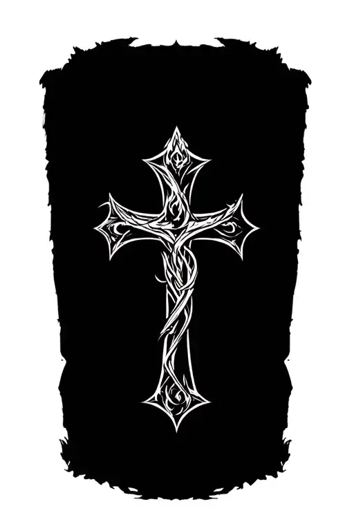 dragon cross wrapped tattoo design idea