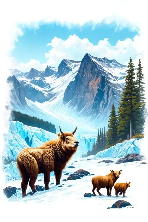 glacier national park scene with animals tattoo design idea