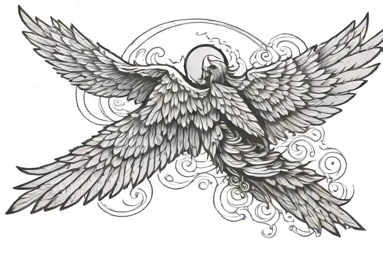 half wing breaking off representing Icarus falling from the sun tattoo design idea