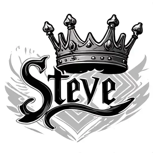"Steve" kings crown with letter tattoo design idea