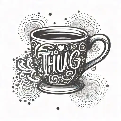 coffee mug with the word THUG on it tattoo design idea