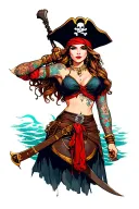 female pirate tattoo design idea