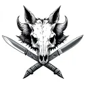 boar skull crossed knives tattoo design idea