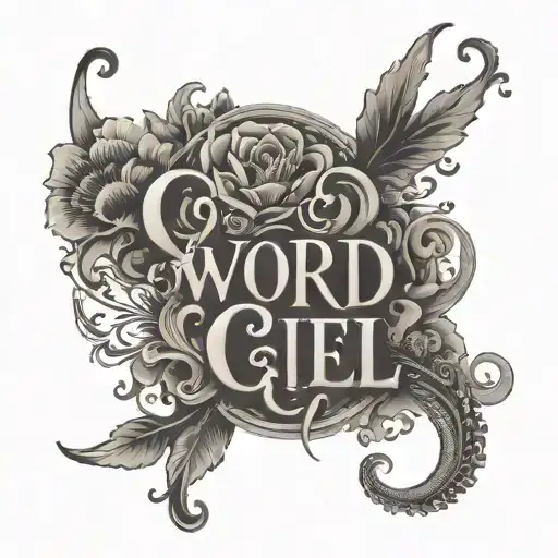 the word ciel with an opium font tattoo tattoo design idea