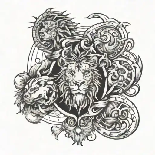 Leo, gemini, pisces, capricorn tattoo design idea