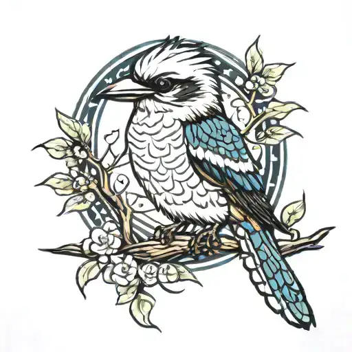 Design a tattoo with a kookaburra sitting in a tree tattoo design idea