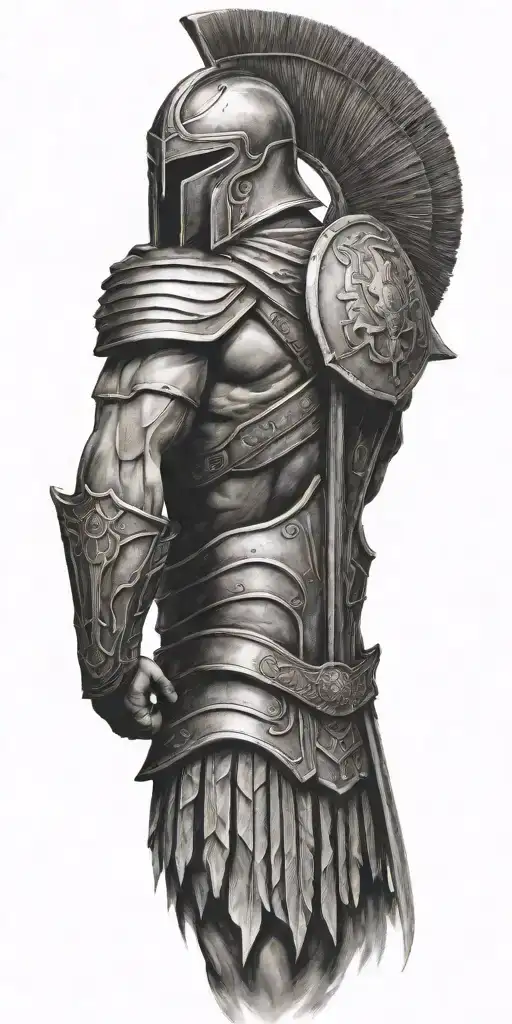 Realism A spartan standing tattoo design idea