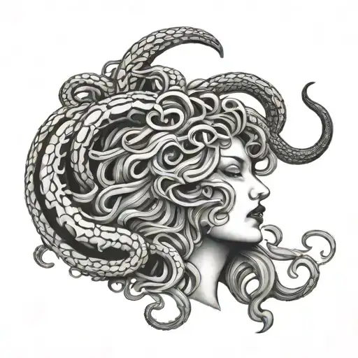 medusa with snake skeleton hair tattoo design idea