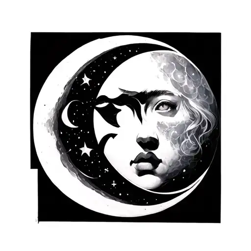 Gemini Moon tattoo design idea