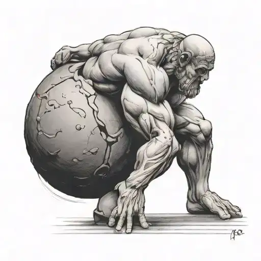sisyphus pushing stone tattoo design idea