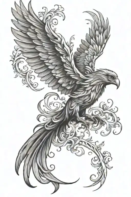 phoenix with outstretched wings tattoo design idea