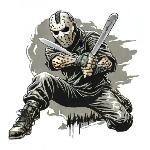 jason voorhees swinging machete tattoo design idea