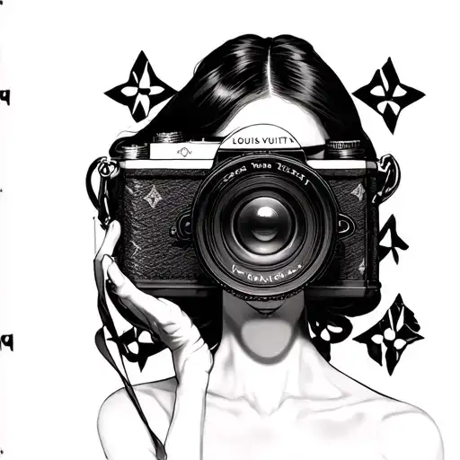 Louis Vuitton pattern incorporated, black women face, with camera  tattoo design idea