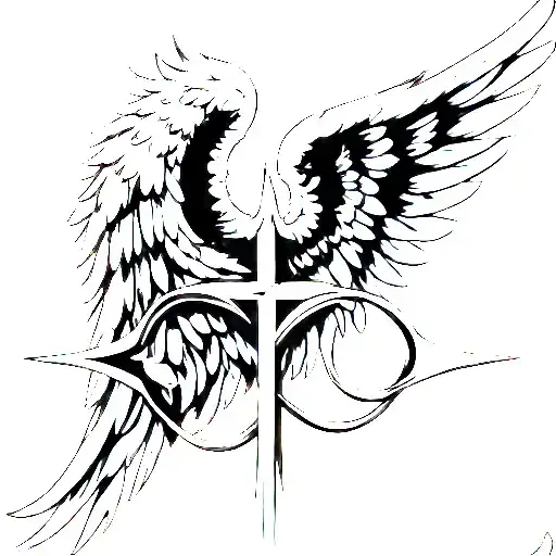 angel wings cross and infinity tattoo design idea