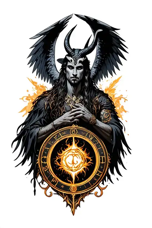 arcangel Uriel with capricorn zodiac sign tattoo design idea