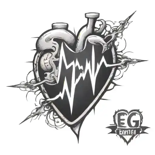 heartbeat flatline ecg coming back tattoo design idea