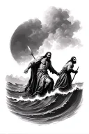 moses parting the red sea tattoo design idea