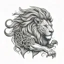 man lion arena tattoo design idea