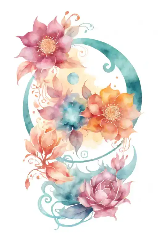 boho moon and ornamental design tattoo design idea