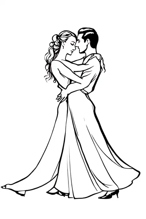 Tango embrace couple dancing tattoo design idea