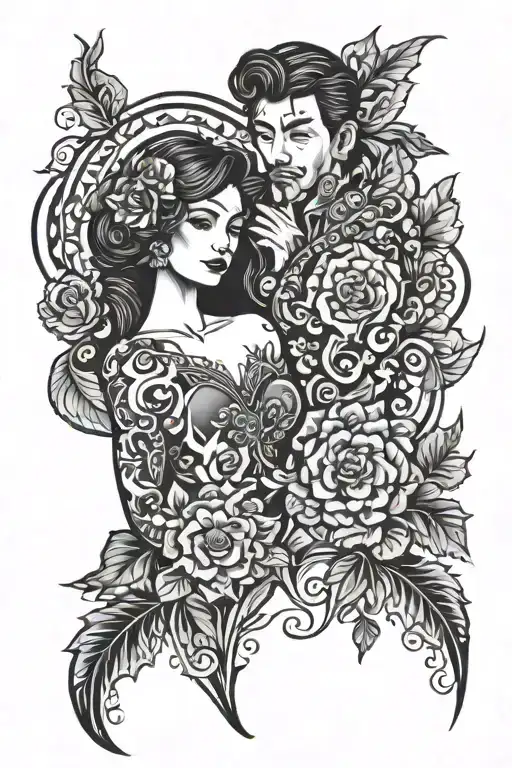 married couples tattoo design idea