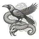 raven and snake fight tattoo design idea
