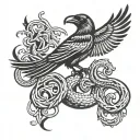 raven and snake fight tattoo design idea