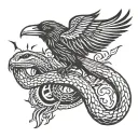 raven and snake fight tattoo design idea
