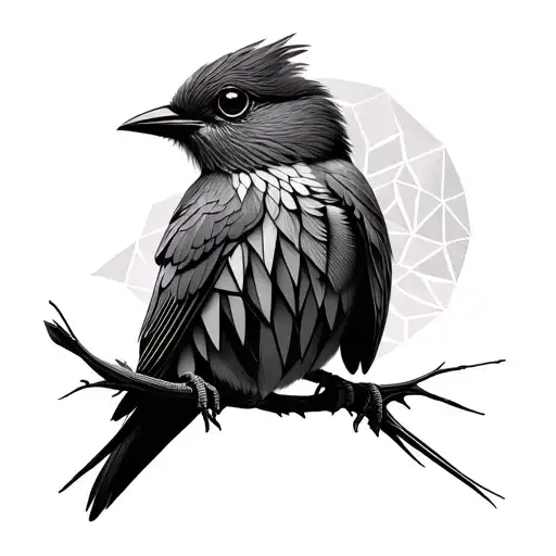 2d bird with geometric patterns inspired tattoo design idea