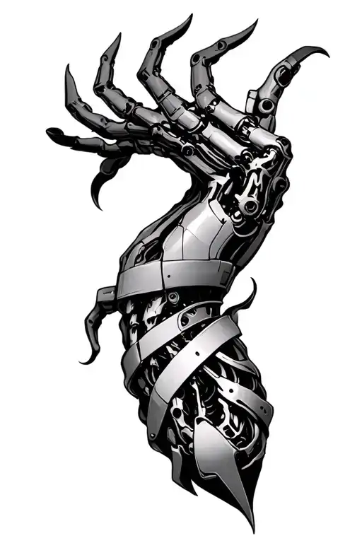 biomech bionic cyborg arm tattoo design idea