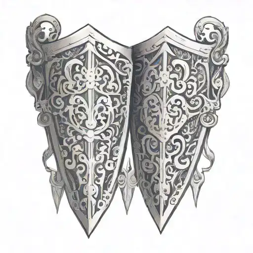 prayer shield cuffs tattoo design idea