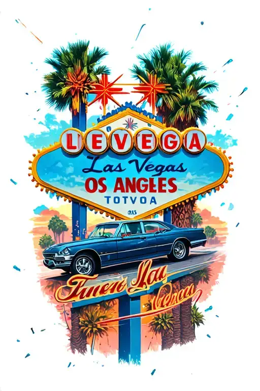 las vegas to los angeles album cover tattoo design idea