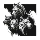 i want a rectangular tattoo design with the cerberus and each of its 3 tangible heads symbolizing omerta in style tattoo design idea