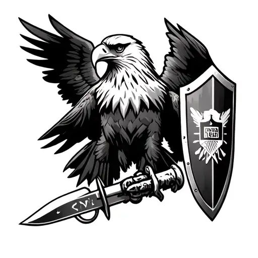 SWAT eagle with dagger and shield tattoo design idea