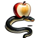 snake and apple with a bite taken tattoo design idea
