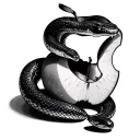 snake and apple with a bite taken tattoo design idea