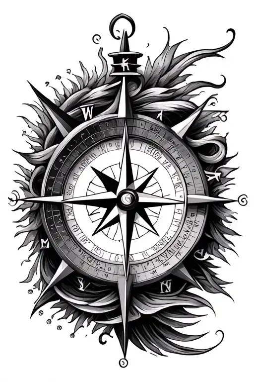 family compass tattoo design idea