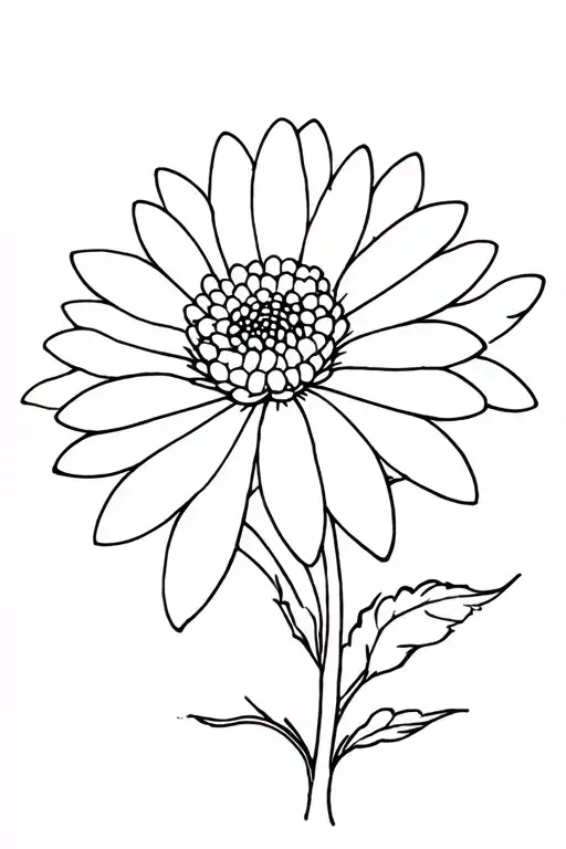 dashed line chrysanthemum outline tattoo design idea