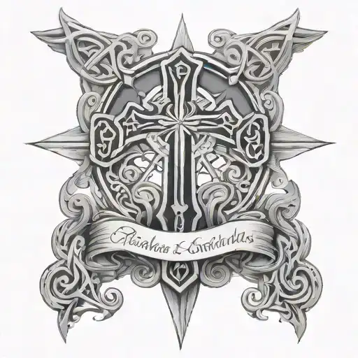Celtic cross psalm 23:4 tattoo design idea