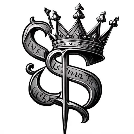Create Written Tattoo $ $ Milzo in Old English style with every letter in the shape of a medioval crown, which runs aspiral, e tattoo design idea