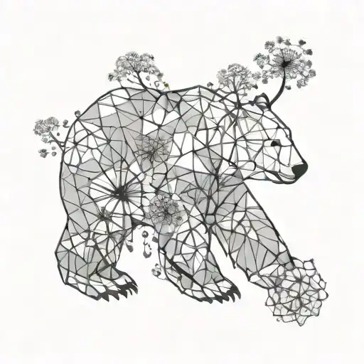 polar bear and dandelion flower tattoo design idea
