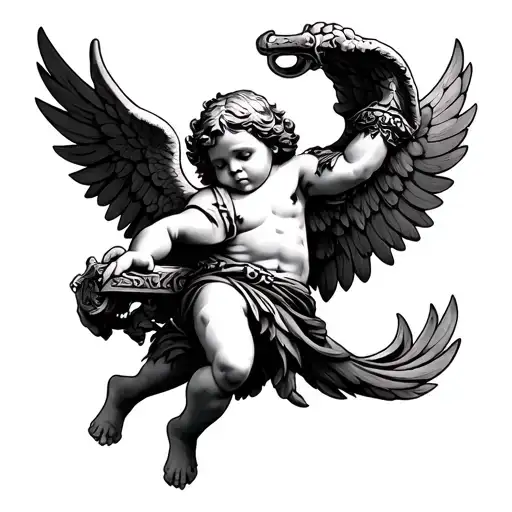 warhammer cherub holding tattoo design idea